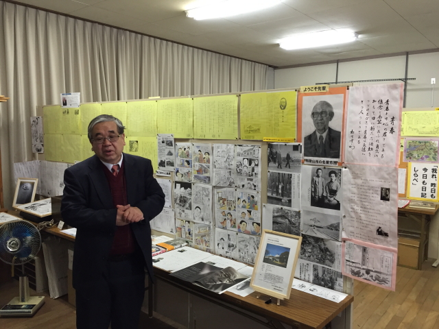 ⇒ 雄湊歴史(郷土)資料館にて解説していただいた元校長の福田先生